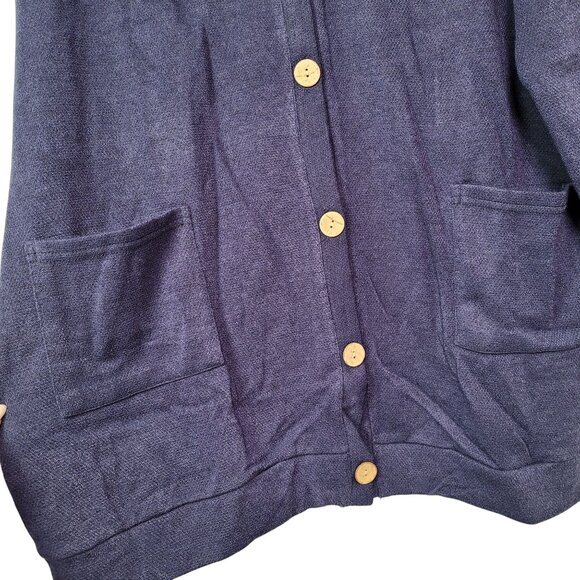Larace Women Plus Size Long Sleeve Button Down Cardigan With Pockets - Navy Blue - Picture 3 of 10